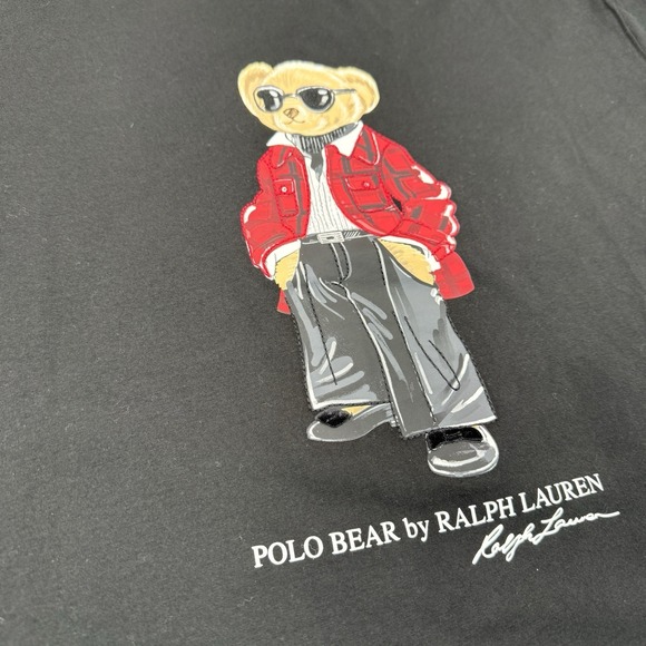 Polo Ralph Lauren Women's Polo Sunglass Bear Cotton Jersey Tee Black LARGE NWT - Picture 3 of 11